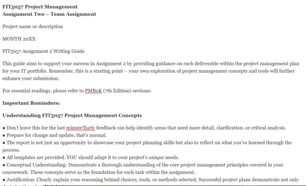 FIT5057 Project Management