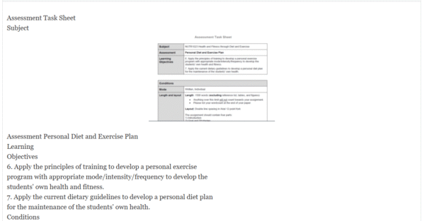 NUTR1023 Health and Fitness through Diet and Exercise