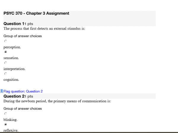 PSYC 370 - Chapter 3 Assignment