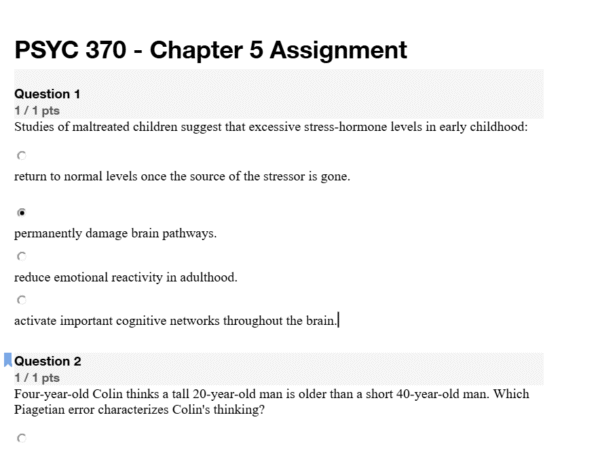 PSYC 370 - Chapter 5 Assignment