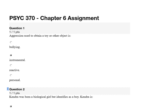 PSYC 370 - Chapter 6 Assignment