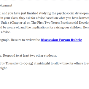 PSYC 370 Discussion Child Psychosocial Development