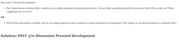 PSYC 370 Discussion Prenatal Development