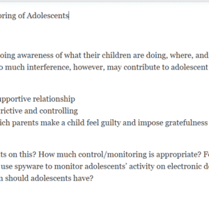 PSYC 370 Discussion – Parental Monitoring of Adolescents