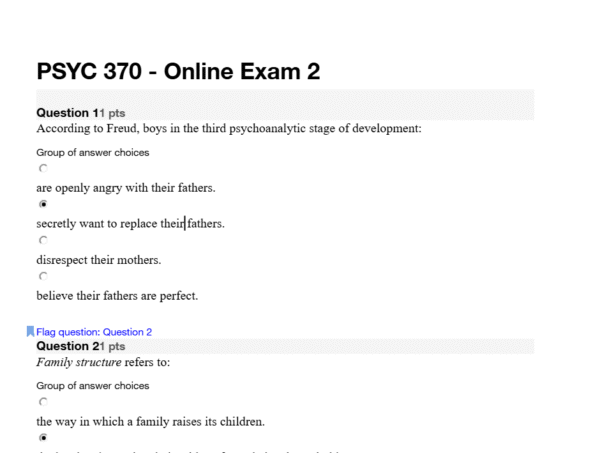PSYC 370 - Online Exam 2